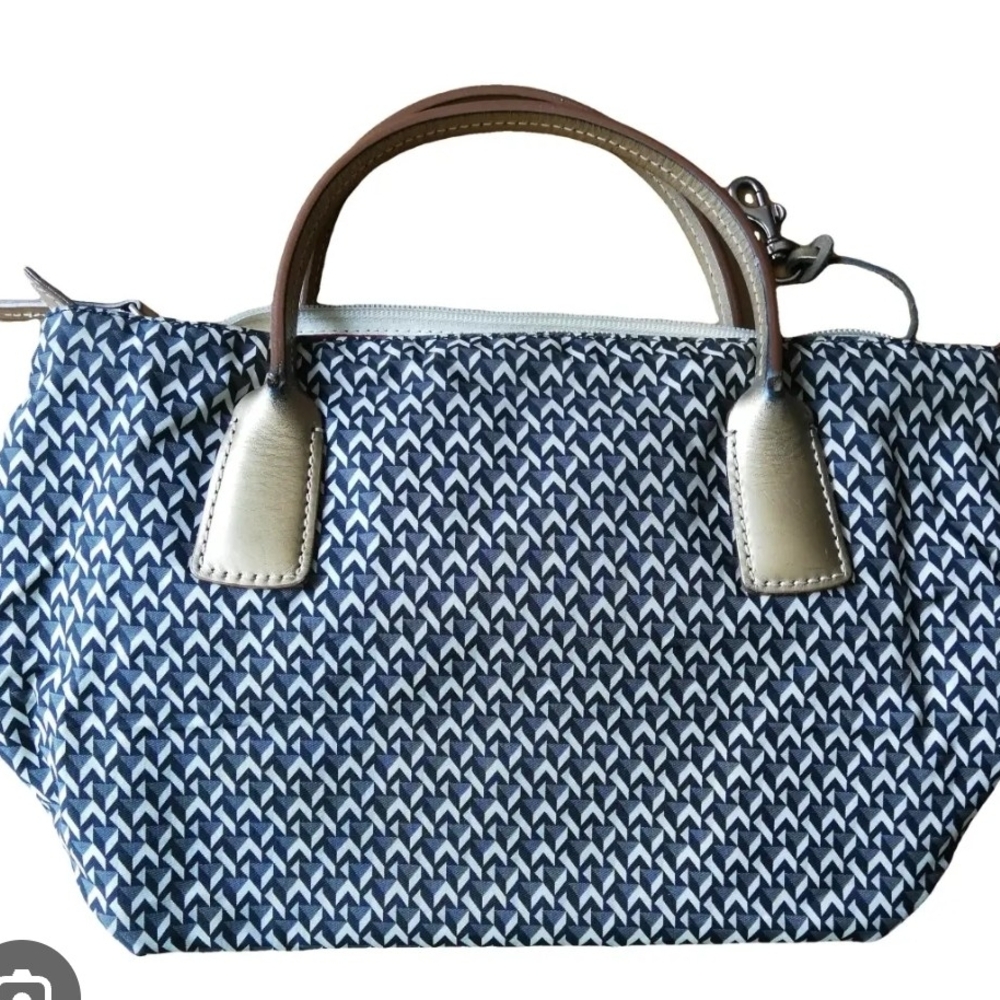 Elegant Navy Patterned Satchel